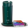 Temperature Control Heated Coffee Mug Smart Self Heating Travel Mug 12 Oz App Controlled Warmer Mug 4-10 Hour LED Display Keep Coffee Hot All Day Fast Wireless Charger Base Jade Green