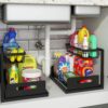 Under Sink Organizer, Pull Out Cabinet Organizer 2 Tier Slide Out Sink Shelf Cabinet Storage Shelves, Under Sink Storage for Kitchen Bathroom Cabinet, White, 1 Pack