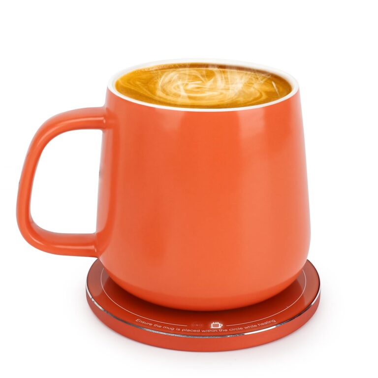 Self-Heating Ceramic Coffee Mug - Stable 130°F Temperature, 15W Wireless Phone Charging, 12.8 fl oz Capacity - USB-C Enabled