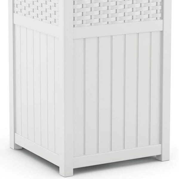 Suncast 33 Gallon Commercial Outdoor Trashcan Hideaway with Lid for 30 to 33 Gallon Trash Bags for Garage, Backyard, or Garden, Brown