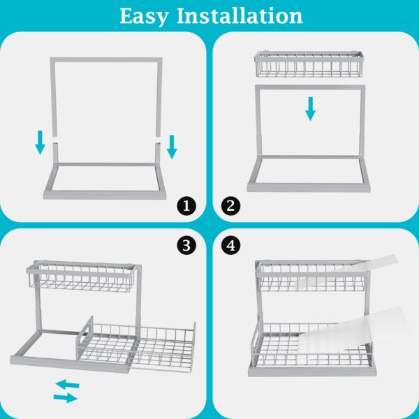 Under Sink Organizer, Pull Out Cabinet Organizer 2 Tier Slide Out Sink Shelf Cabinet Storage Shelves, Under Sink Storage for Kitchen Bathroom Cabinet, White, 1 Pack