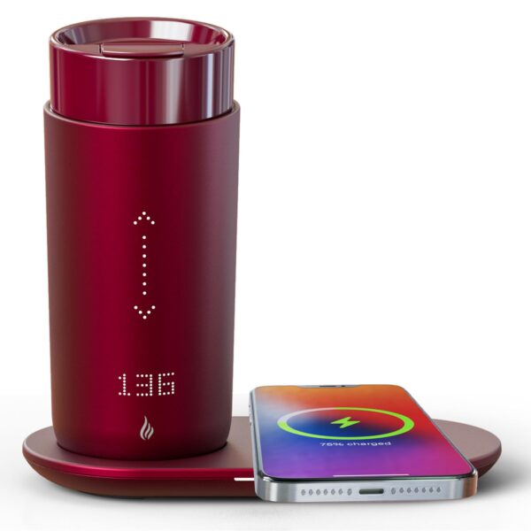 Temperature Control Heated Coffee Mug Smart Self Heating Travel Mug 12 Oz App Controlled Warmer Mug 4-10 Hour LED Display Keep Coffee Hot All Day Fast Wireless Charger Base Jade Green