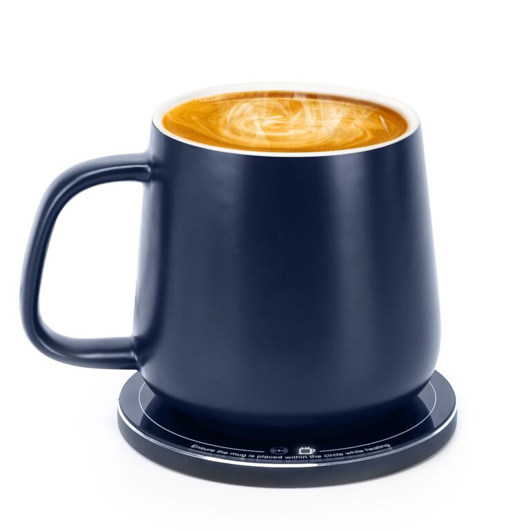 Self-Heating Ceramic Coffee Mug - Stable 130°F Temperature, 15W Wireless Phone Charging, 12.8 fl oz Capacity - USB-C Enabled