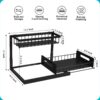 Under Sink Organizer, Pull Out Cabinet Organizer 2 Tier Slide Out Sink Shelf Cabinet Storage Shelves, Under Sink Storage for Kitchen Bathroom Cabinet, White, 1 Pack