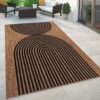 Indoor and Outdoor Rug Boho Abstract Line Pattern in Black Brown