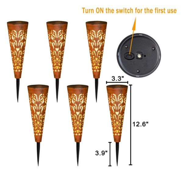 6Pcs Garden Solar Lights Outdoor Stakes Decorative Lighting for Yard, Pathway, Patio Decor Lawn Ornament