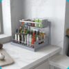 Under Sink Organizer, Pull Out Cabinet Organizer 2 Tier Slide Out Sink Shelf Cabinet Storage Shelves, Under Sink Storage for Kitchen Bathroom Cabinet, White, 1 Pack