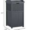 Suncast 33 Gallon Commercial Outdoor Trashcan Hideaway with Lid for 30 to 33 Gallon Trash Bags for Garage, Backyard, or Garden, Brown
