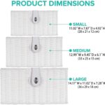 Set of 3 Woven Storage Basket Bin Wicker Hamper Stackable Box with Lid & Lock, Container Tote Cube Organizer for Nursery, Baby Toiletry, Diaper, Toys, Home Closet, Laundry, DVD, Book (Grey)