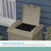 Suncast 33 Gallon Commercial Outdoor Trashcan Hideaway with Lid for 30 to 33 Gallon Trash Bags for Garage, Backyard, or Garden, Brown