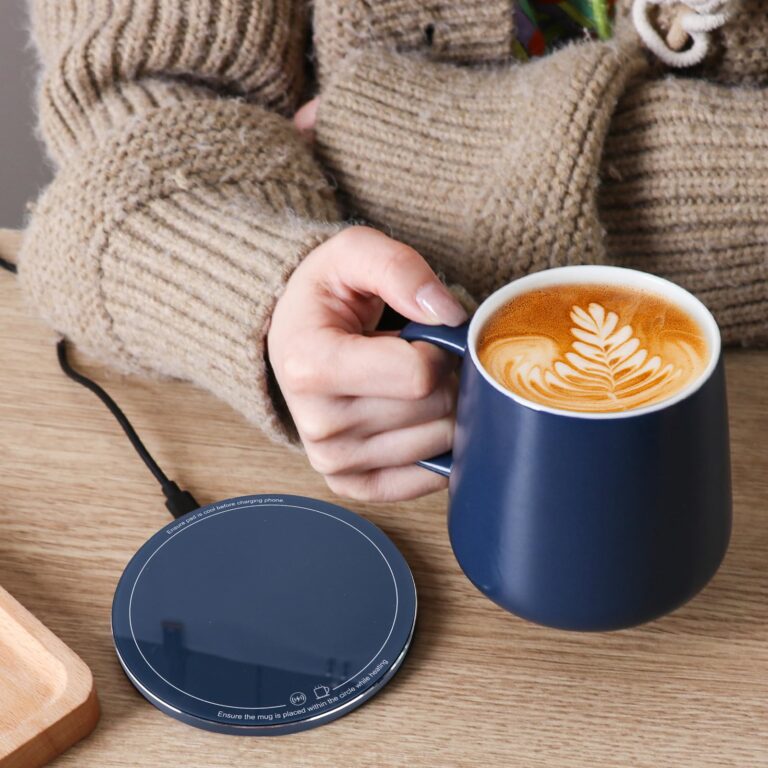 Self-Heating Ceramic Coffee Mug - Stable 130°F Temperature, 15W Wireless Phone Charging, 12.8 fl oz Capacity - USB-C Enabled