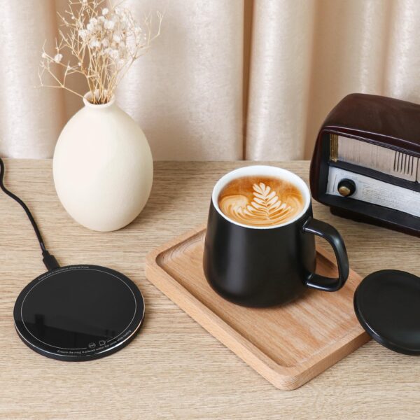 Self-Heating Ceramic Coffee Mug - Stable 130°F Temperature, 15W Wireless Phone Charging, 12.8 fl oz Capacity - USB-C Enabled
