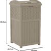 Suncast 33 Gallon Commercial Outdoor Trashcan Hideaway with Lid for 30 to 33 Gallon Trash Bags for Garage, Backyard, or Garden, Brown