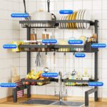 ［2-Tier 4 Baskets］Over The Sink Dish Drying Rack, 24.8