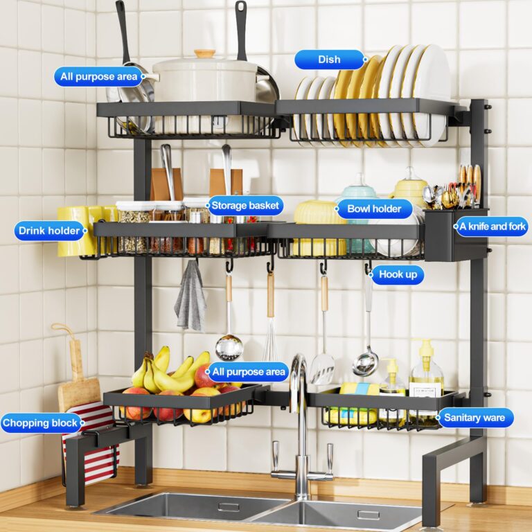 ［2-Tier 4 Baskets］Over The Sink Dish Drying Rack, 24.8
