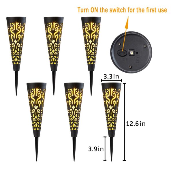 6Pcs Garden Solar Lights Outdoor Stakes Decorative Lighting for Yard, Pathway, Patio Decor Lawn Ornament