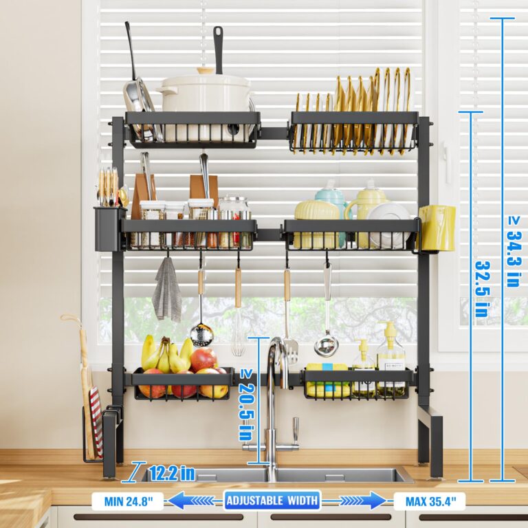 ［2-Tier 4 Baskets］Over The Sink Dish Drying Rack, 24.8