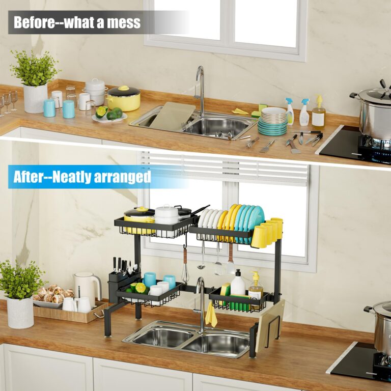 ［2-Tier 4 Baskets］Over The Sink Dish Drying Rack, 24.8
