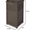 Suncast 33 Gallon Commercial Outdoor Trashcan Hideaway with Lid for 30 to 33 Gallon Trash Bags for Garage, Backyard, or Garden, Brown