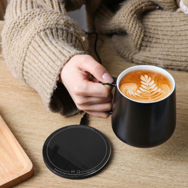 Self-Heating Ceramic Coffee Mug - Stable 130°F Temperature, 15W Wireless Phone Charging, 12.8 fl oz Capacity - USB-C Enabled