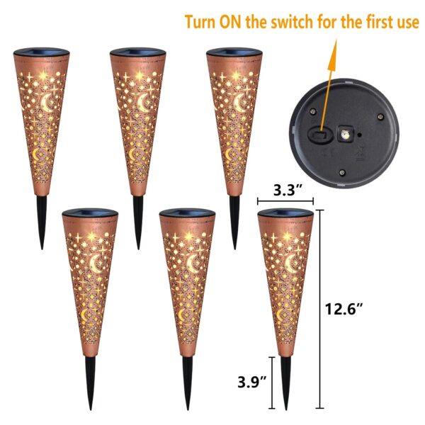 6Pcs Garden Solar Lights Outdoor Stakes Decorative Lighting for Yard, Pathway, Patio Decor Lawn Ornament