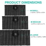 Set of 3 Woven Storage Basket Bin Wicker Hamper Stackable Box with Lid & Lock, Container Tote Cube Organizer for Nursery, Baby Toiletry, Diaper, Toys, Home Closet, Laundry, DVD, Book (Grey)