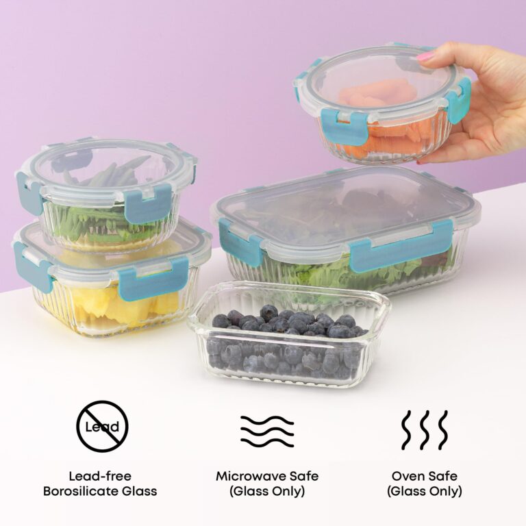 24pc Borosilicate Glass Storage Containers with Lids | 12 Airtight/Freezer Safe Food Storage Containers for Pantry and Kitchen | Meal Prep Container for Lunch | Glass Tupperware Set