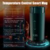 Temperature Control Heated Coffee Mug Smart Self Heating Travel Mug 12 Oz App Controlled Warmer Mug 4-10 Hour LED Display Keep Coffee Hot All Day Fast Wireless Charger Base Jade Green