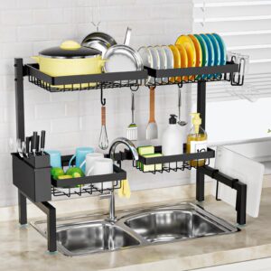 ［2-Tier 4 Baskets］Over The Sink Dish Drying Rack, 24.8