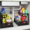 Under Sink Organizer, Pull Out Cabinet Organizer 2 Tier Slide Out Sink Shelf Cabinet Storage Shelves, Under Sink Storage for Kitchen Bathroom Cabinet, White, 1 Pack