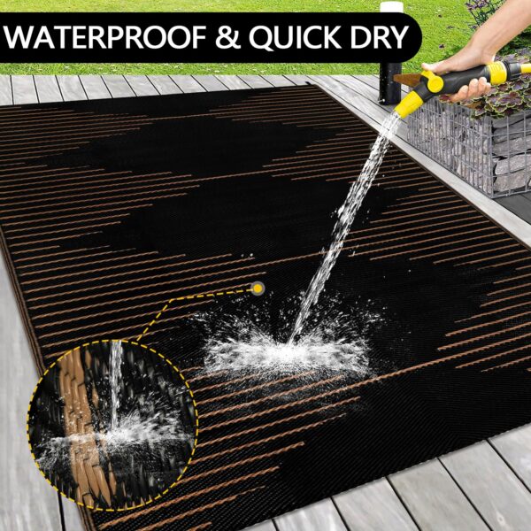 Outdoor Rug Waterproof 6x9 ft, Reversible Outdoor Plastic Straw Rug, Large Outdoor Patio Rug for RV Camping, Indoor Outdoor Rugs for Porch Deck Backyard Balcony Picnic Beach