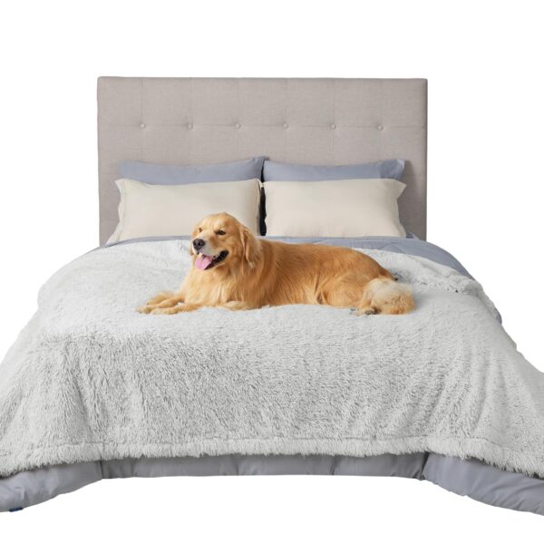 Waterproof Dog Blankets for Large Dogs - Cat Blanket for Bed Couch Protector Washable Long Faux Fur, Calming Soft Reversible Throw Furniture Protection for Puppy Pet, 60