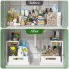 Under Sink Organizer, Pull Out Cabinet Organizer 2 Tier Slide Out Sink Shelf Cabinet Storage Shelves, Under Sink Storage for Kitchen Bathroom Cabinet, White, 1 Pack
