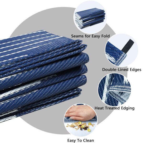 Outdoor Rug Waterproof 6x9 ft, Reversible Outdoor Plastic Straw Rug, Large Outdoor Patio Rug for RV Camping, Indoor Outdoor Rugs for Porch Deck Backyard Balcony Picnic Beach