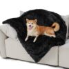 Waterproof Dog Blankets for Large Dogs - Cat Blanket for Bed Couch Protector Washable Long Faux Fur, Calming Soft Reversible Throw Furniture Protection for Puppy Pet, 60