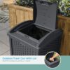 Suncast 33 Gallon Commercial Outdoor Trashcan Hideaway with Lid for 30 to 33 Gallon Trash Bags for Garage, Backyard, or Garden, Brown