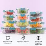 24pc Borosilicate Glass Storage Containers with Lids | 12 Airtight/Freezer Safe Food Storage Containers for Pantry and Kitchen | Meal Prep Container for Lunch | Glass Tupperware Set