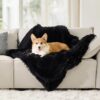 Waterproof Dog Blankets for Large Dogs - Cat Blanket for Bed Couch Protector Washable Long Faux Fur, Calming Soft Reversible Throw Furniture Protection for Puppy Pet, 60