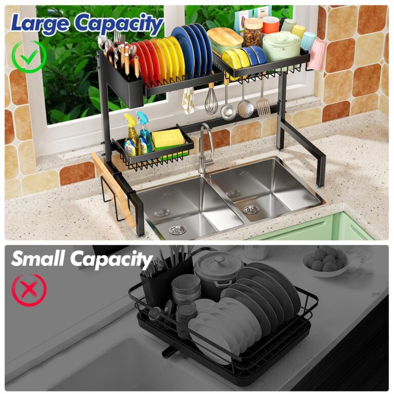 ［2-Tier 4 Baskets］Over The Sink Dish Drying Rack, 24.8