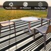 Outdoor Rug Waterproof for Patio Clearance Black and White Camping Rug 8x10 Plastic Straw Striped Floor Carpet for Backyard, Picnic, RV, Deck, Bench, Balcony