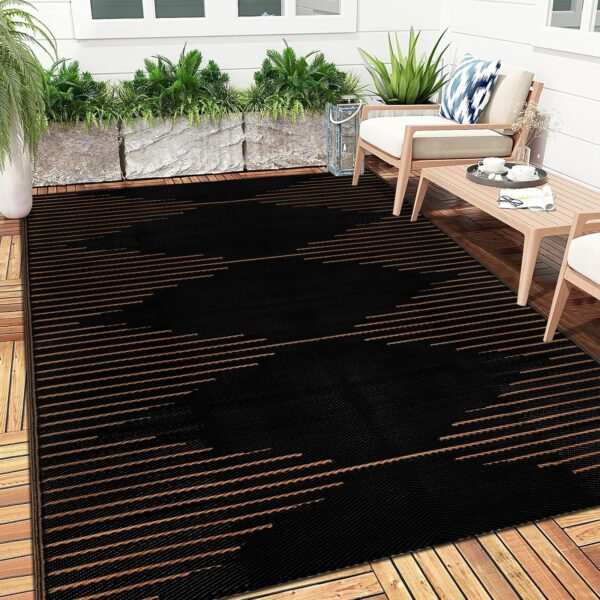 Outdoor Rug Waterproof 6x9 ft, Reversible Outdoor Plastic Straw Rug, Large Outdoor Patio Rug for RV Camping, Indoor Outdoor Rugs for Porch Deck Backyard Balcony Picnic Beach