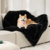 Waterproof Dog Blankets for Large Dogs - Cat Blanket for Bed Couch Protector Washable Long Faux Fur, Calming Soft Reversible Throw Furniture Protection for Puppy Pet, 60