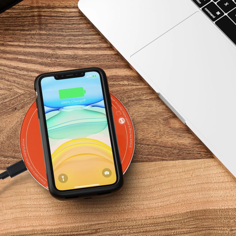 Self-Heating Ceramic Coffee Mug - Stable 130°F Temperature, 15W Wireless Phone Charging, 12.8 fl oz Capacity - USB-C Enabled