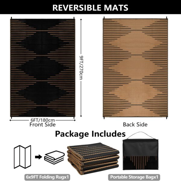 Outdoor Rug Waterproof 6x9 ft, Reversible Outdoor Plastic Straw Rug, Large Outdoor Patio Rug for RV Camping, Indoor Outdoor Rugs for Porch Deck Backyard Balcony Picnic Beach