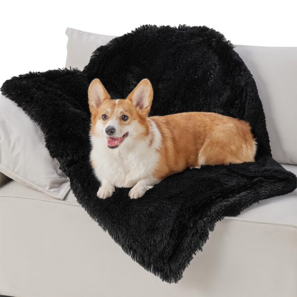 Waterproof Dog Blankets for Large Dogs - Cat Blanket for Bed Couch Protector Washable Long Faux Fur, Calming Soft Reversible Throw Furniture Protection for Puppy Pet, 60