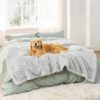 Waterproof Dog Blankets for Large Dogs - Cat Blanket for Bed Couch Protector Washable Long Faux Fur, Calming Soft Reversible Throw Furniture Protection for Puppy Pet, 60