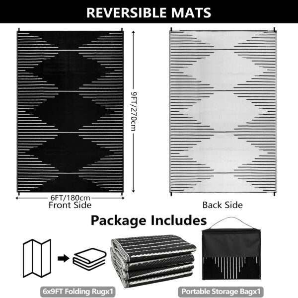 Outdoor Rug Waterproof 6x9 ft, Reversible Outdoor Plastic Straw Rug, Large Outdoor Patio Rug for RV Camping, Indoor Outdoor Rugs for Porch Deck Backyard Balcony Picnic Beach