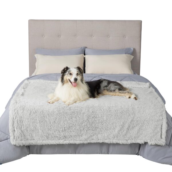 Waterproof Dog Blankets for Large Dogs - Cat Blanket for Bed Couch Protector Washable Long Faux Fur, Calming Soft Reversible Throw Furniture Protection for Puppy Pet, 60