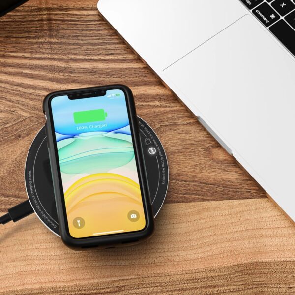 Self-Heating Ceramic Coffee Mug - Stable 130°F Temperature, 15W Wireless Phone Charging, 12.8 fl oz Capacity - USB-C Enabled