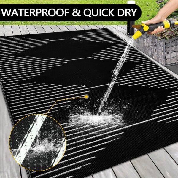 Outdoor Rug Waterproof 6x9 ft, Reversible Outdoor Plastic Straw Rug, Large Outdoor Patio Rug for RV Camping, Indoor Outdoor Rugs for Porch Deck Backyard Balcony Picnic Beach